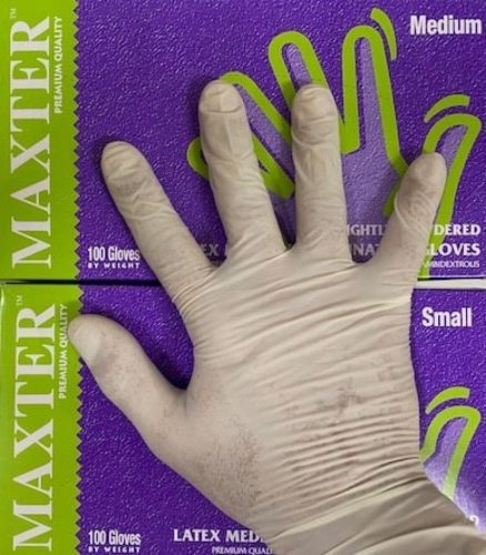 Gumikesztyű latex púderes M 100 db/doboz Maxter