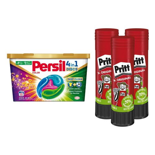 RAGASZTÓSTIFT AKCIÓS CSOMAG + PERSIL 1,46L MOSÓGÉL 36 X 22GR (3X12DB) PRITT