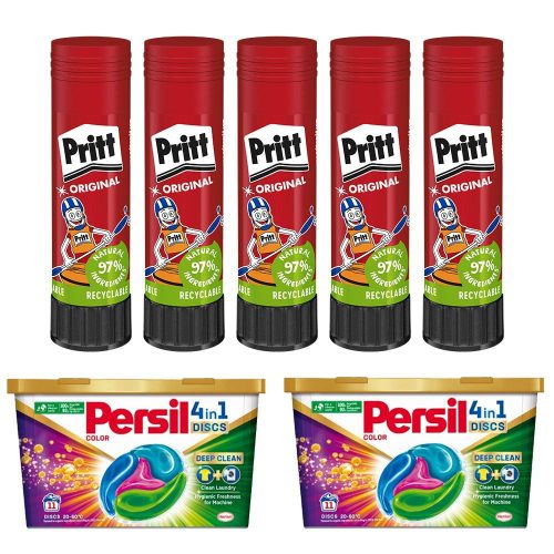 RAGASZTÓSTIFT AKCIÓS CSOMAG + 2DB PERSIL 1,46L MOSÓGÉL 50 X 43GR (5X10DB) PRITT