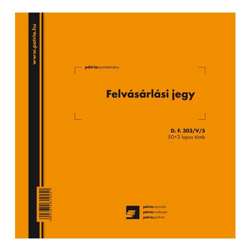 D.F.303/V/5 Felvásárlási jegy 50x3 lapos