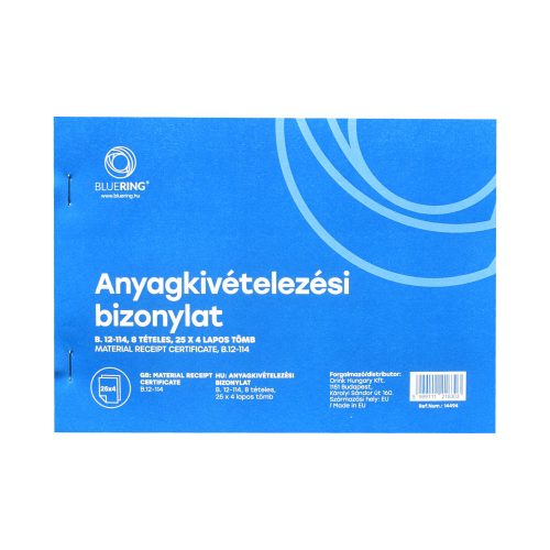 KÉSZLETKIVÉTELEZÉSI BIZONYLAT A5 25X4LAPOS 8TÉTELES B.12-114/VX 20DB/CS