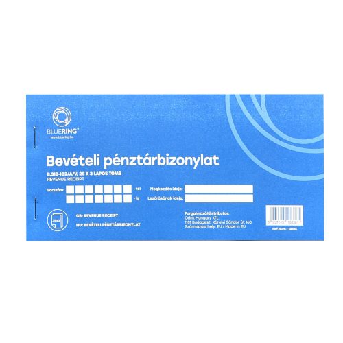 BEVÉTELI PÉNZTÁRBIZONYLAT 25X3LAPOS B.318-102/A/VX 40DB/CSOM