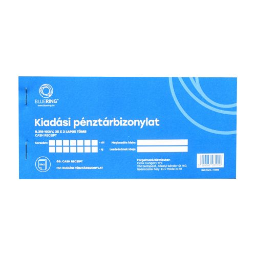 KIADÁSI PÉNZTÁRBIZONYLAT 25X2LAPOS B.318-103/VX 40DB/CSOMAG