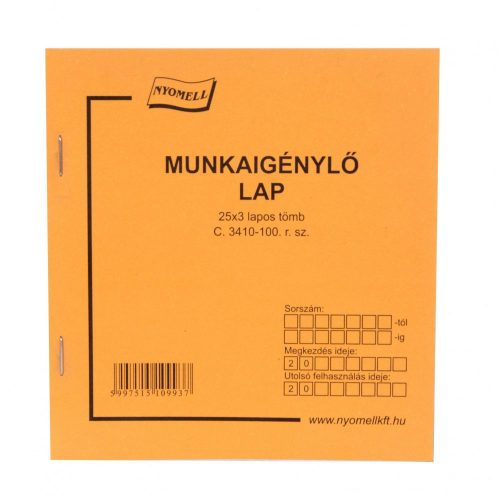 MUNKAIGÉNYLŐ LAP 50X3LAP C.3410-100 140X140MM