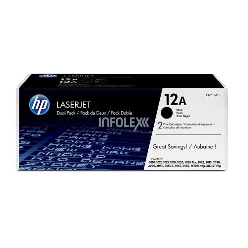 HP Q2612AD Toner Black 2*2.000 oldal kapacitás No.12A