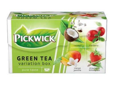 Zöld tea 20x1,5 g PICKWICK "Zöld tea Gyümölcsös Variációk" kókusz, vörösáfonya, eper-citromfű, mangó-jázmin